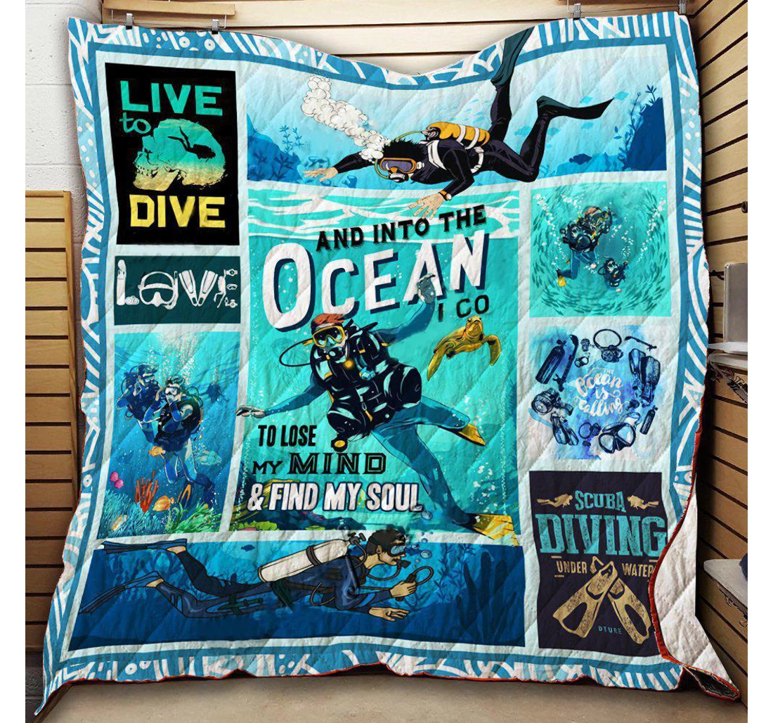 Throw Blanket, Quilt - Ocean Love To Dive Sherpa Fleece