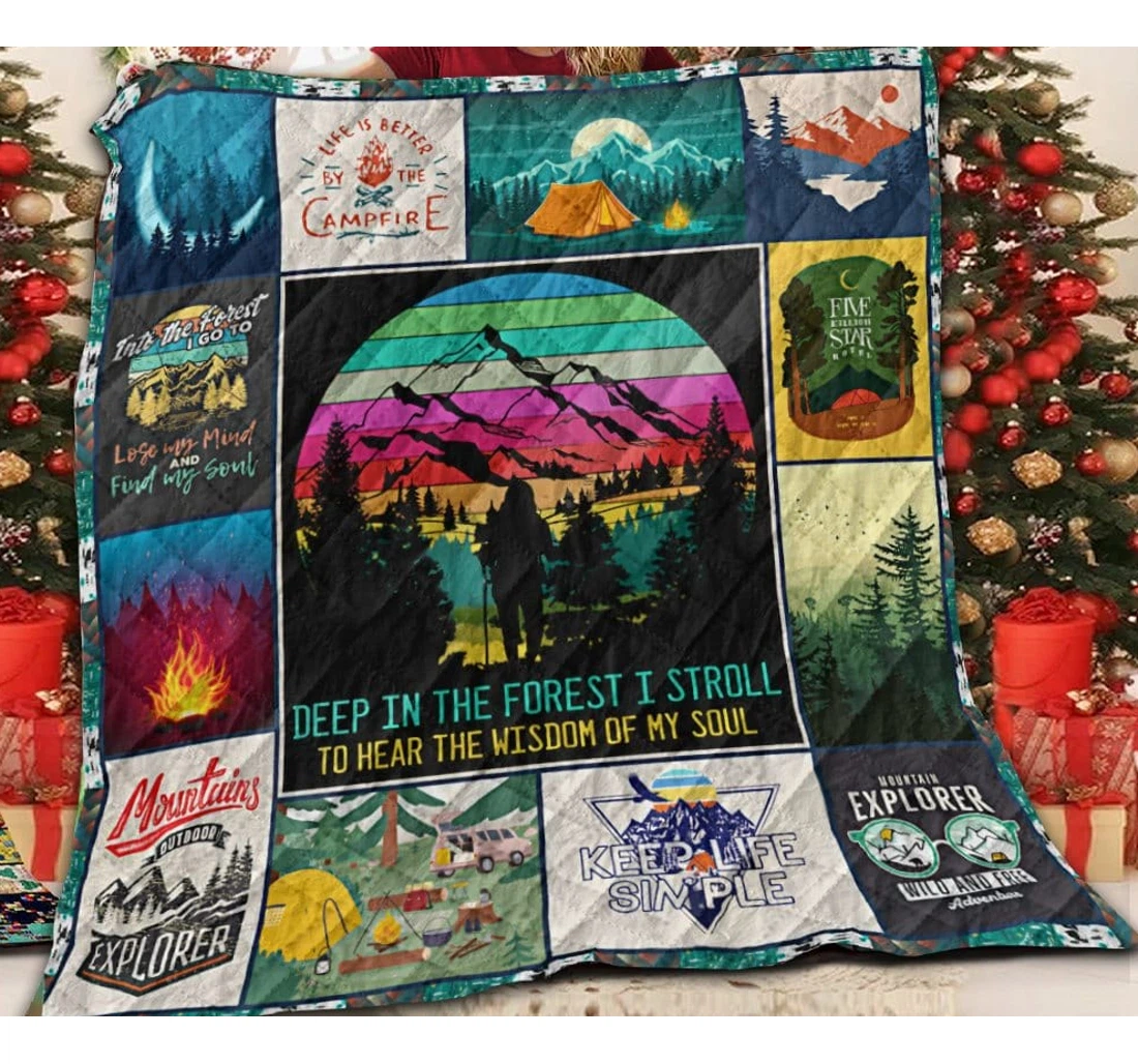 Throw Blanket, Quilt - Lbn Hiking Mountain Outside Sherpa Fleece