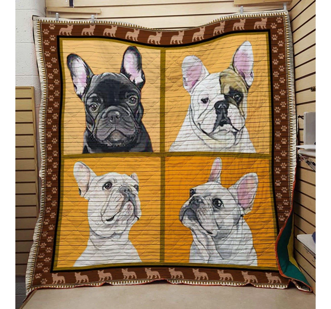 Throw Blanket, Quilt - French Bulldog Don't Be Sad Sherpa Fleece