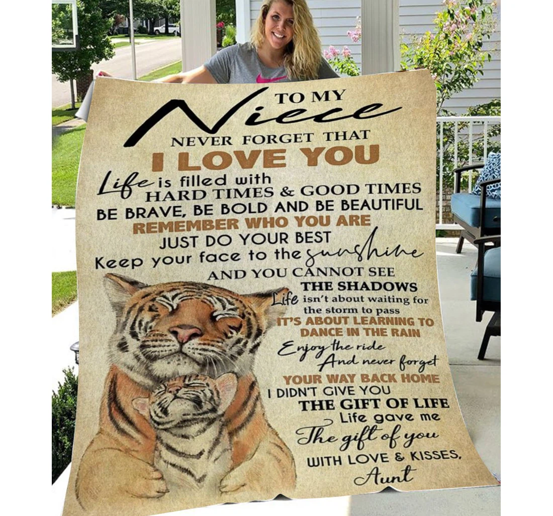 Throw Blanket, Quilt - Family Tiger To My Niece Just Do Your Best Sherpa Fleece