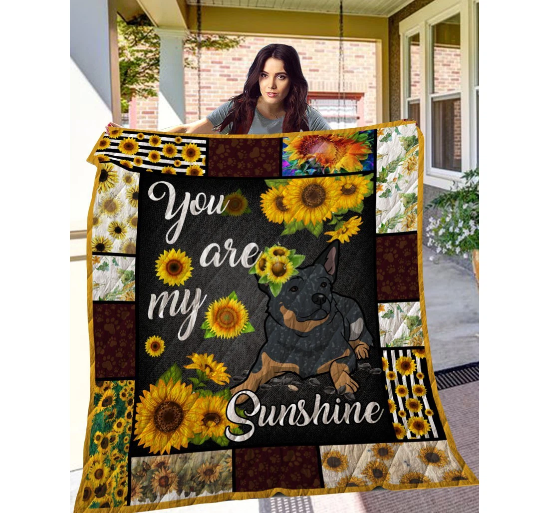 Throw Blanket, Quilt - Australian Cattle You Are My Sunshine Sherpa Fleece