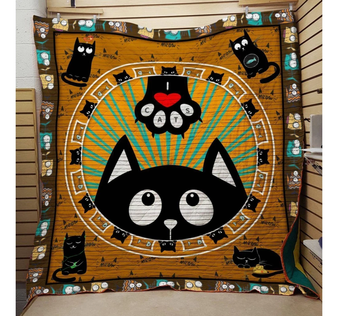 Throw Blanket, Quilt - Cat When It's Too Hard To Look Back Sherpa Fleece