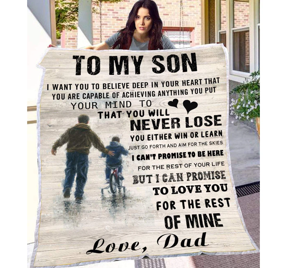 Throw Blanket, Quilt - To My Son Family I Want You To Believe Deep Sherpa Fleece