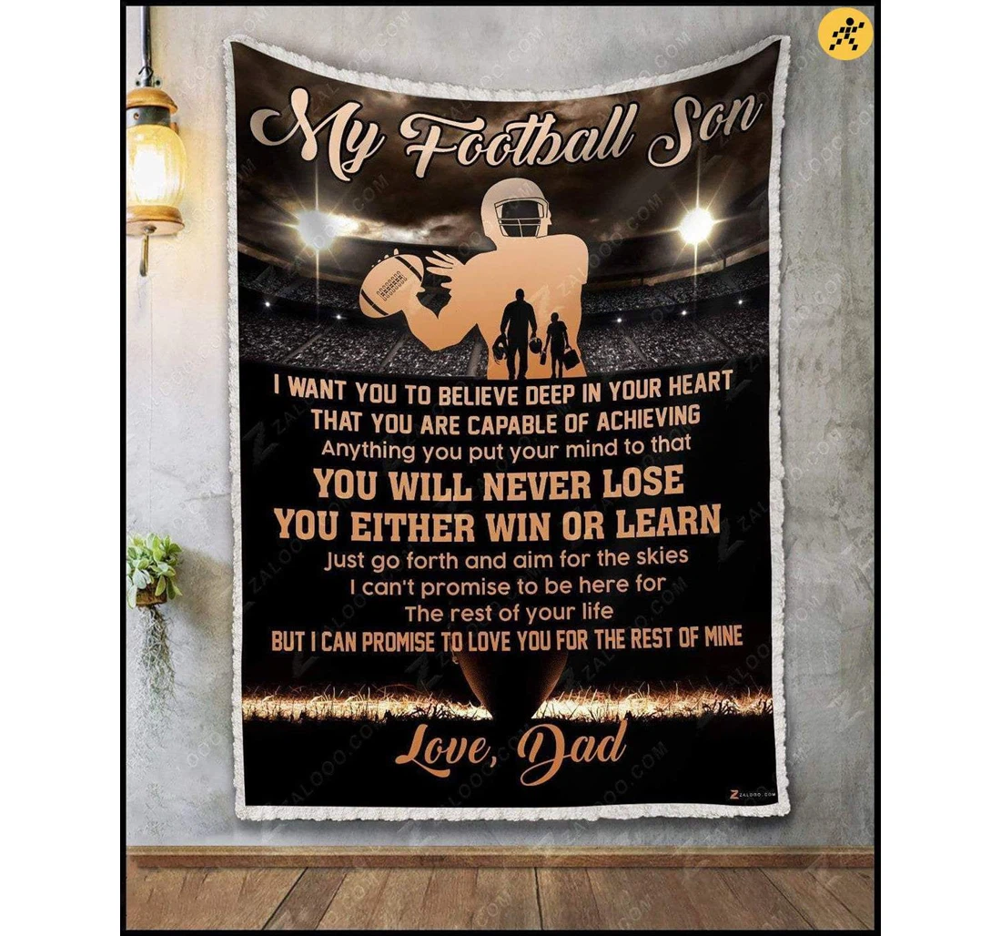 Throw Blanket, Quilt - To My Son Family Football To My Son I Want You To Believe Deep Sherpa Fleece