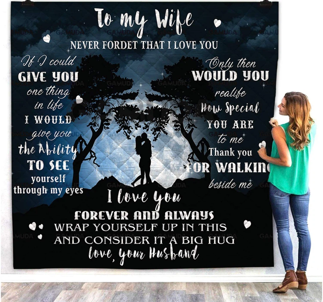 Throw Blanket, Quilt - To My Wife Family Never Forget That I Love You Sherpa Fleece