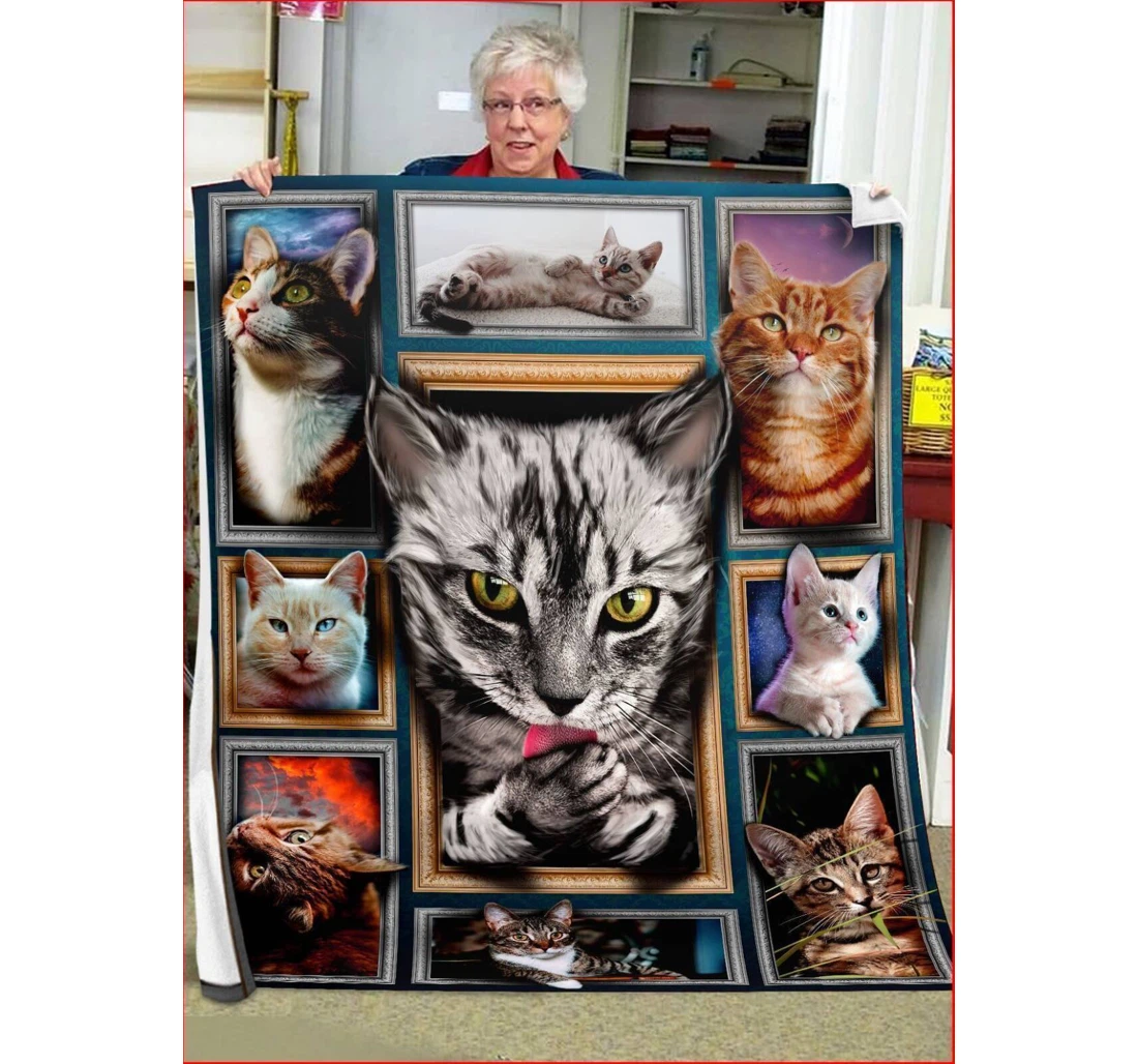 Throw Blanket, Quilt - Cat Cats In The Fame Sherpa Fleece