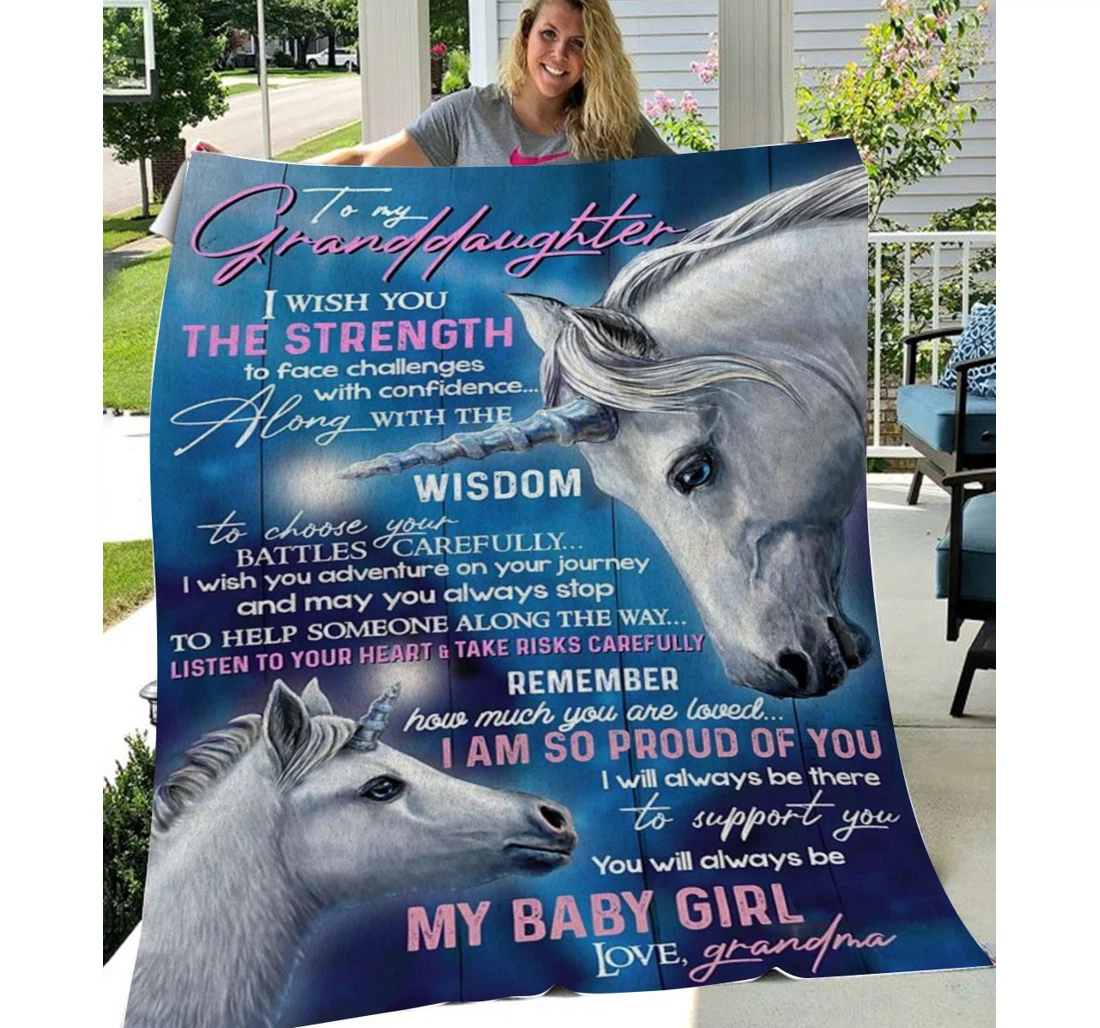 Throw Blanket, Quilt - Personalized To My Granddaughter Unicorn As You Grow Older Sherpa Fleece