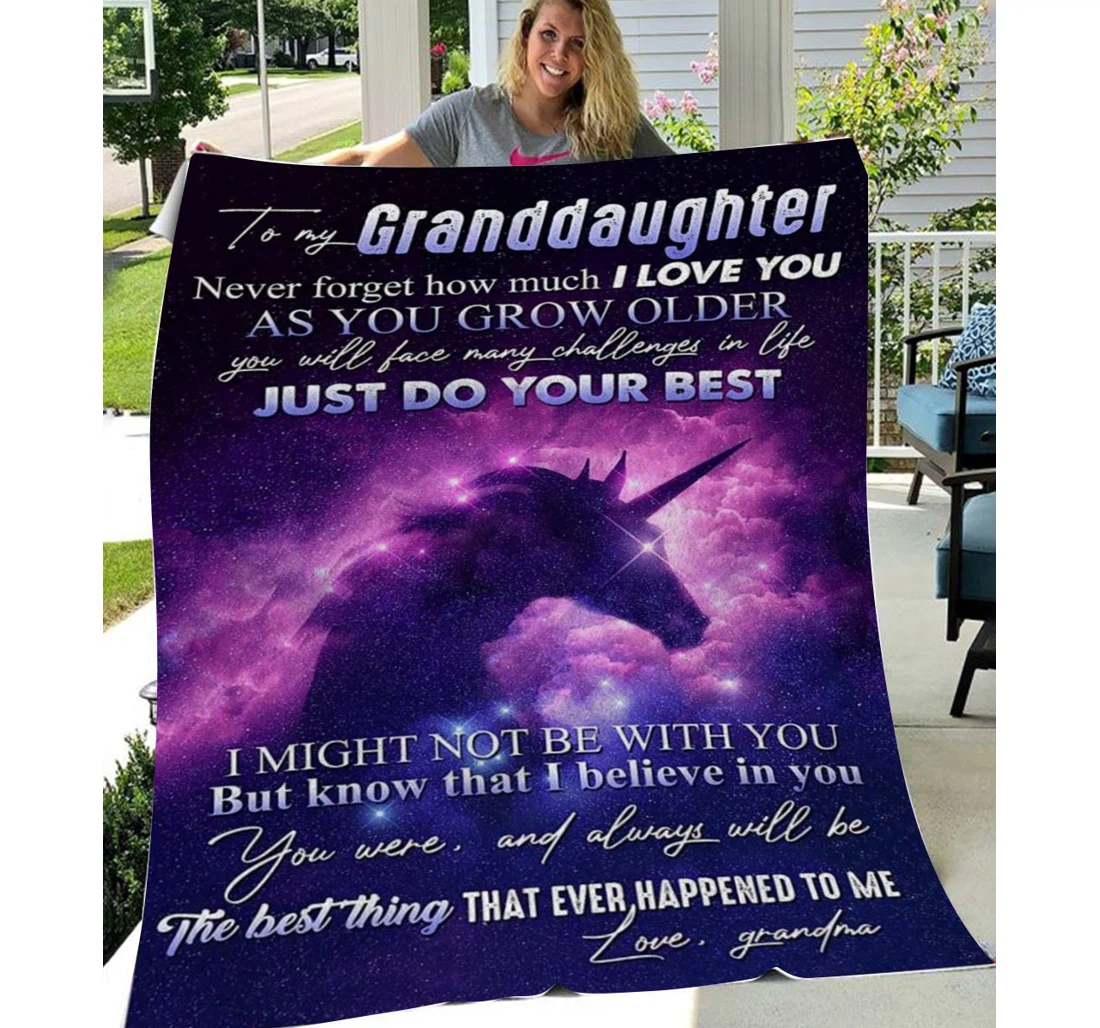 Throw Blanket, Quilt - Personalized To My Granddaughter Unicorn I Am So Proud Of You Sherpa Fleece