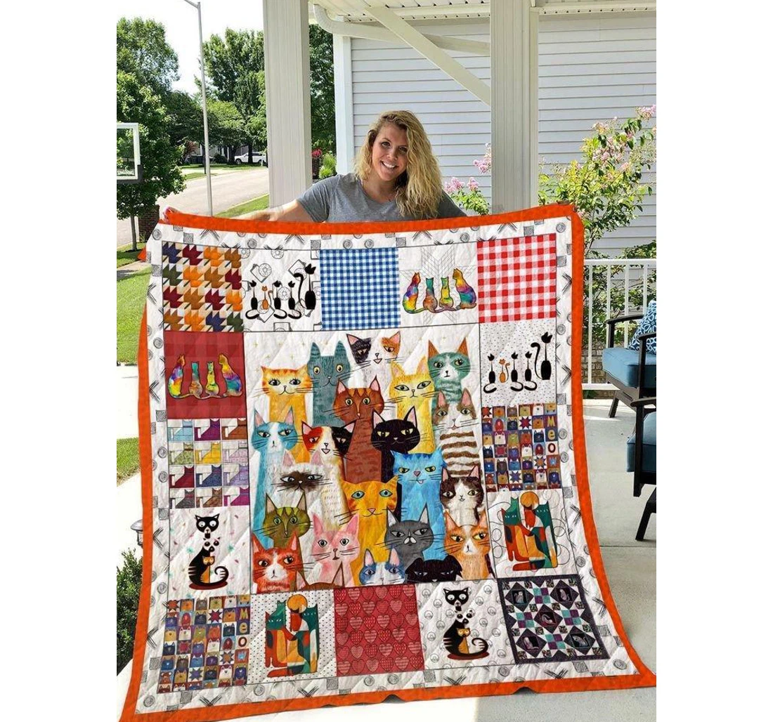 Throw Blanket, Quilt - Cat Family Sherpa Fleece