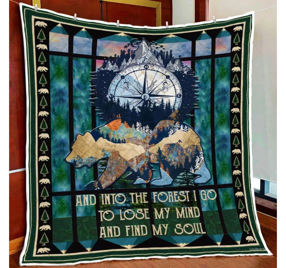 Throw Blanket, Quilt - Bear In The Mountains And Into The Forest Sherpa Fleece