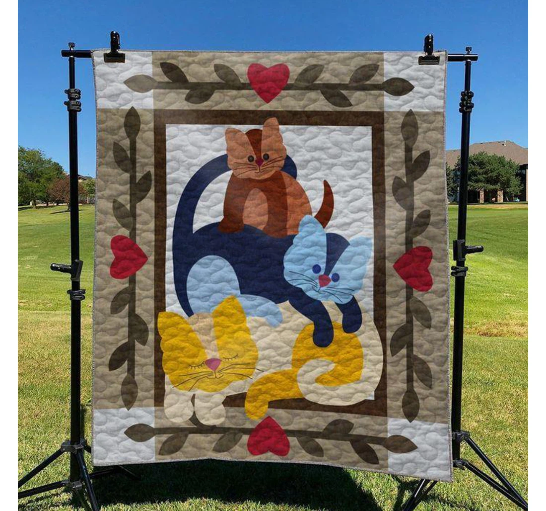 Throw Blanket, Quilt - Cat Three Naughty Cats Sherpa Fleece