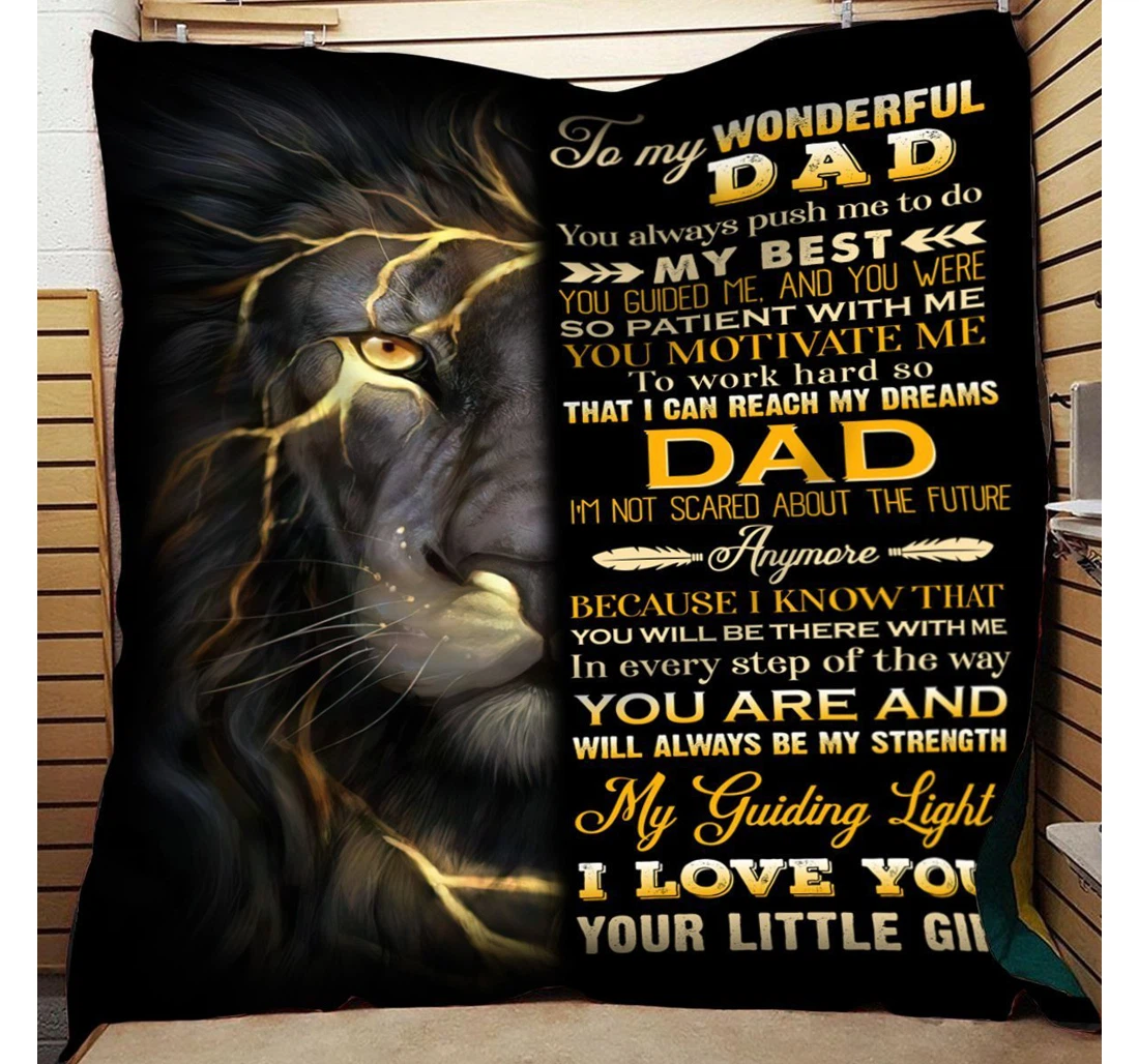 Throw Blanket, Quilt - Personalized To My Dad Lion My Wonderful Dad Cool Lion Sherpa Fleece