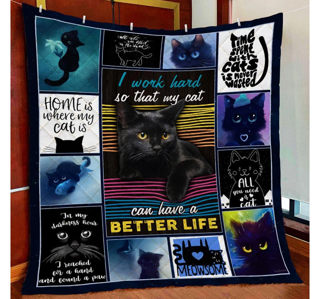 Throw Blanket, Quilt - Cat Better Life Sherpa Fleece