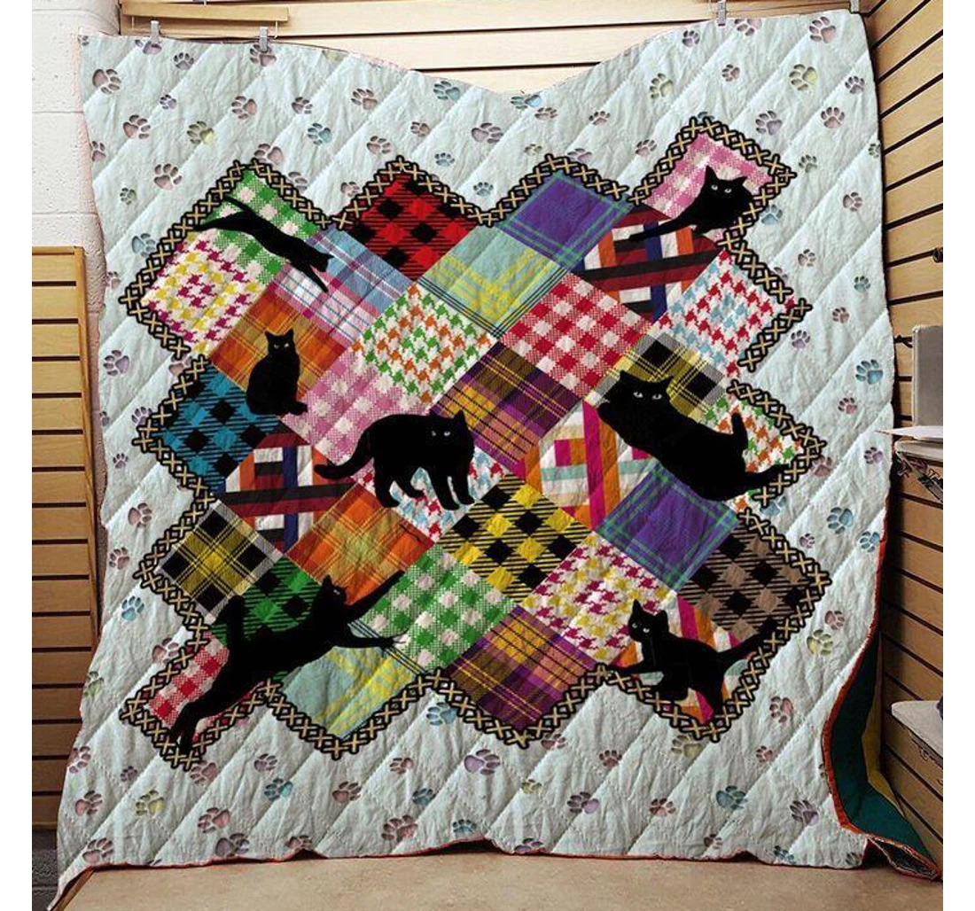 Throw Blanket, Quilt - Cat Colorful Sherpa Fleece