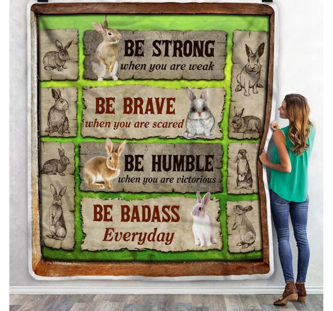 Throw Blanket, Quilt - Easter Rabbit Be Strong Be Brave Sherpa Fleece