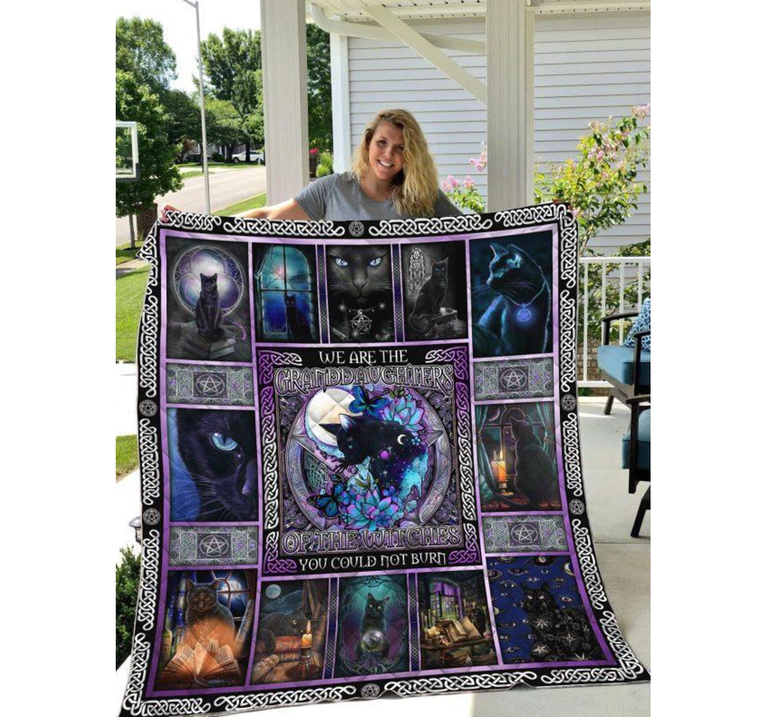 Throw Blanket, Quilt - Cat Cat Witch Sherpa Fleece