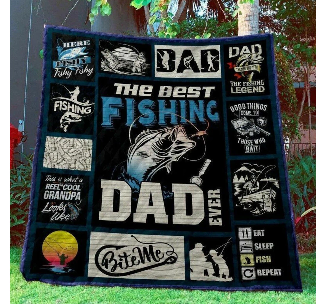 Throw Blanket, Quilt - Fishing The Best Fishing Dad Sherpa Fleece