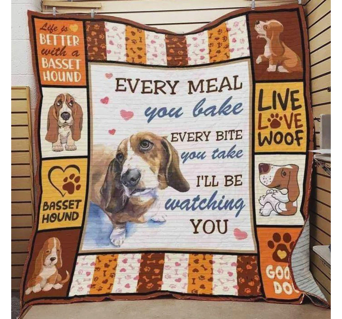 Throw Blanket, Quilt - Basset Hound Every Meal You Bake Every Bite You Sherpa Fleece