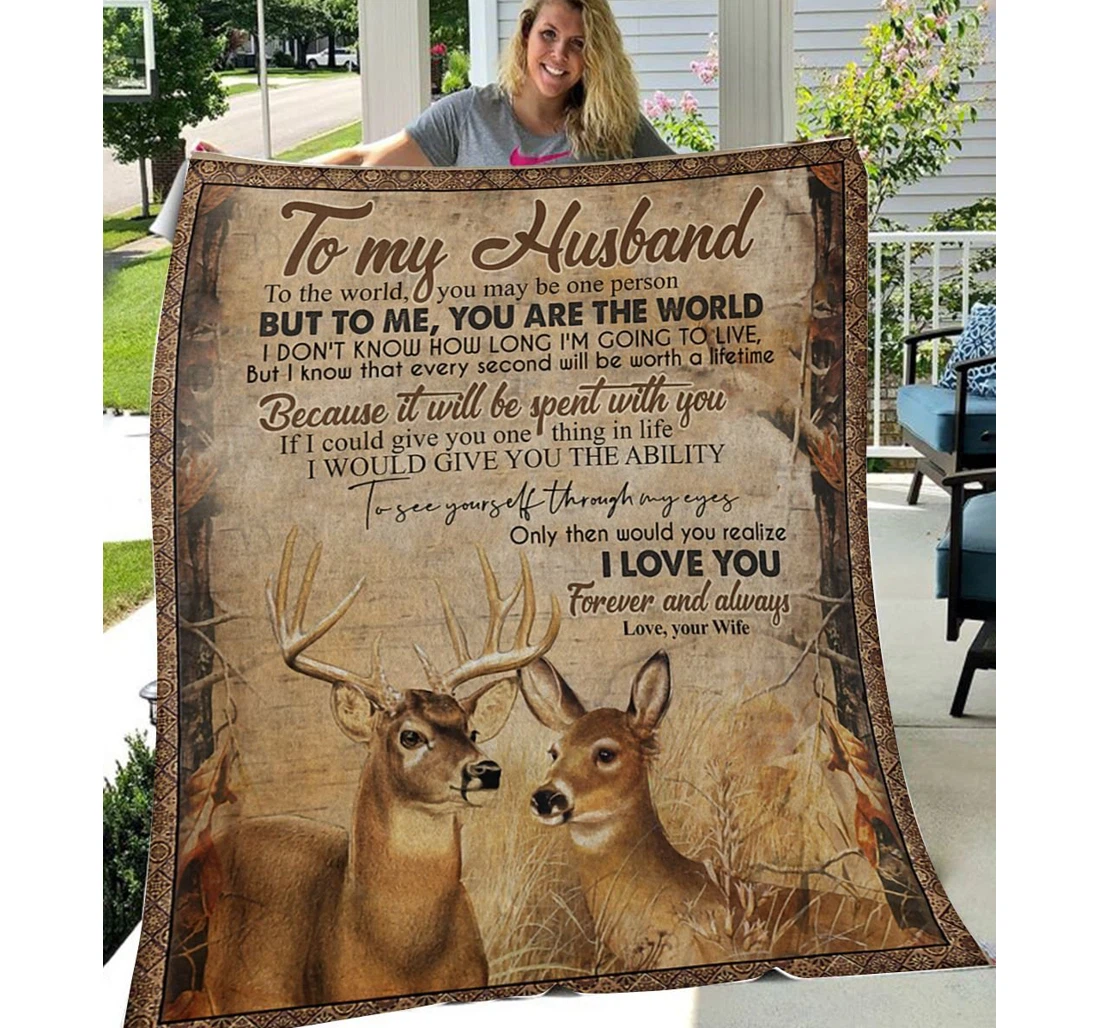 Throw Blanket, Quilt - Family To My Husband You Are The World Sherpa Fleece