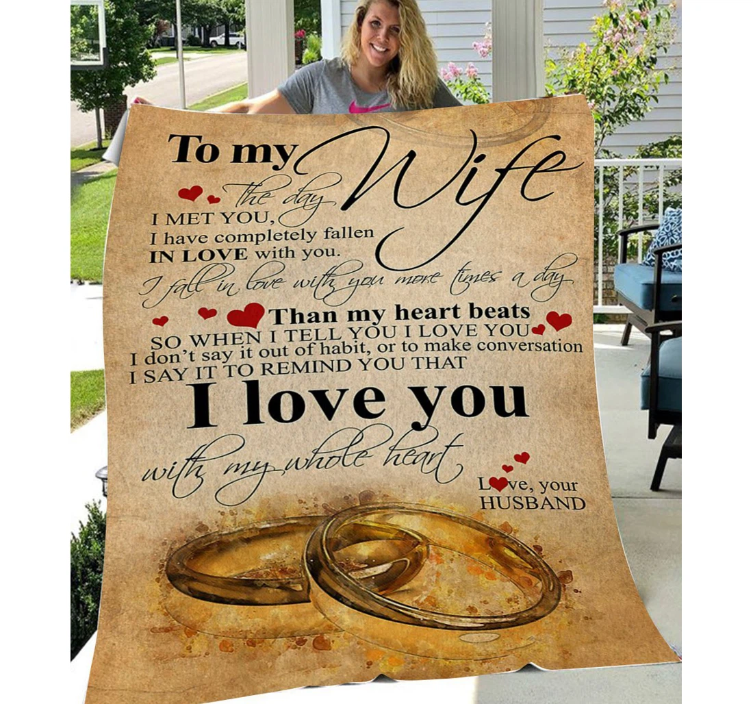 Throw Blanket, Quilt - Personalized To My Wife Family In Love With You Sherpa Fleece