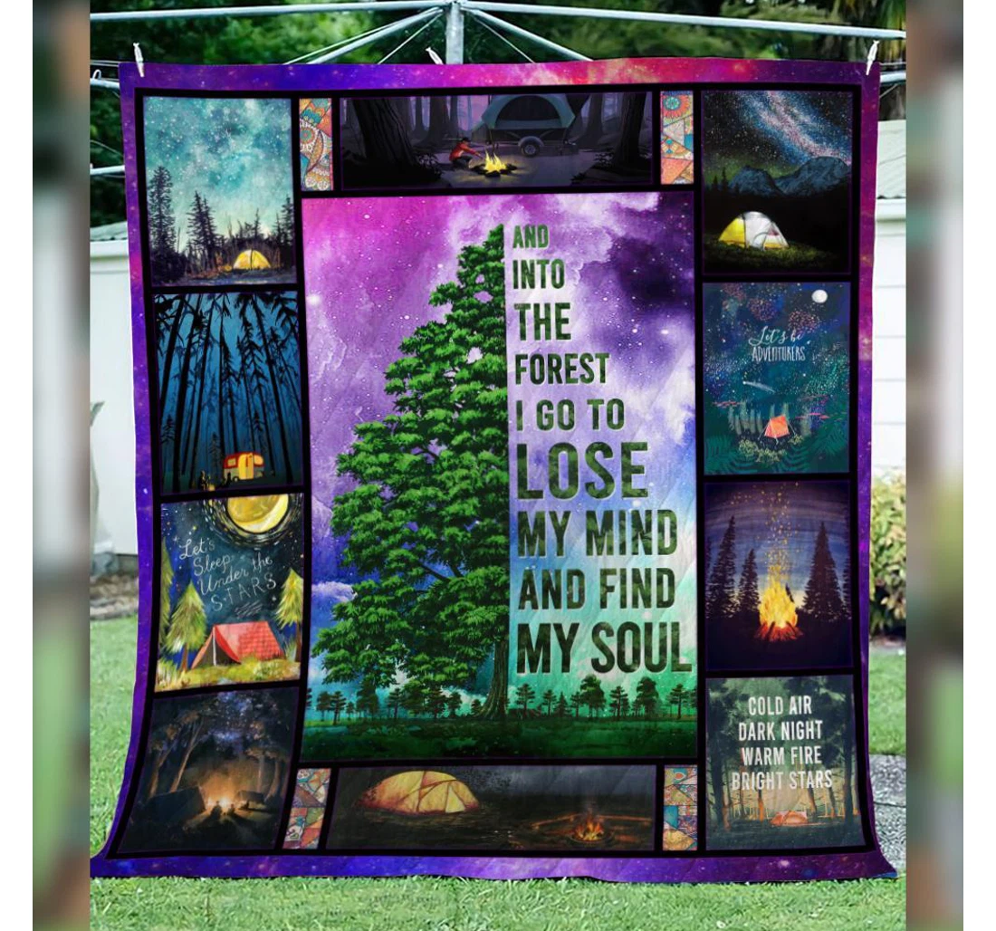 Throw Blanket, Quilt - Camping Into The Forest I Go Darkness Background Sherpa Fleece
