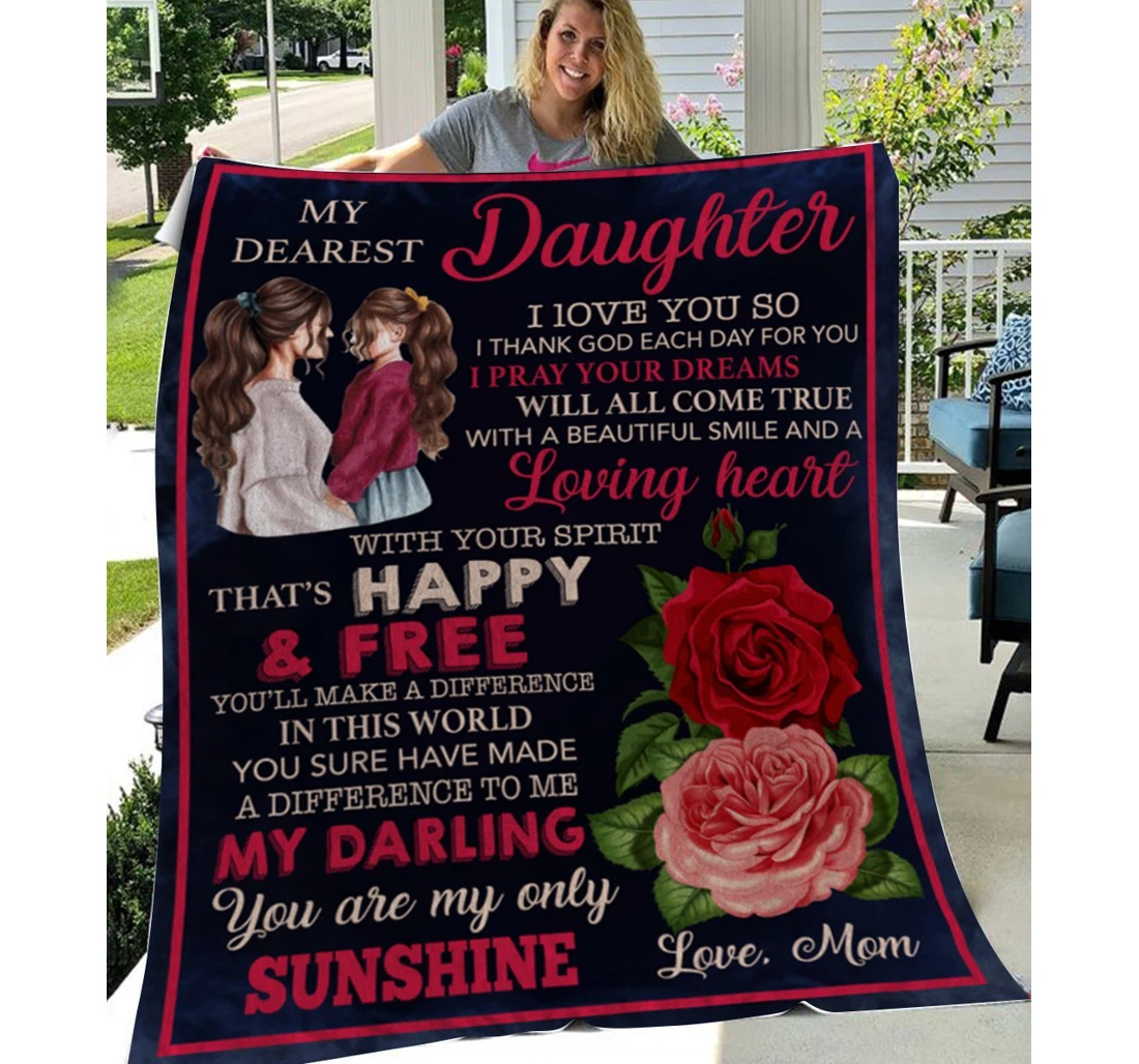 Throw Blanket, Quilt - Family To My Daughter That's Happy And Free Sherpa Fleece