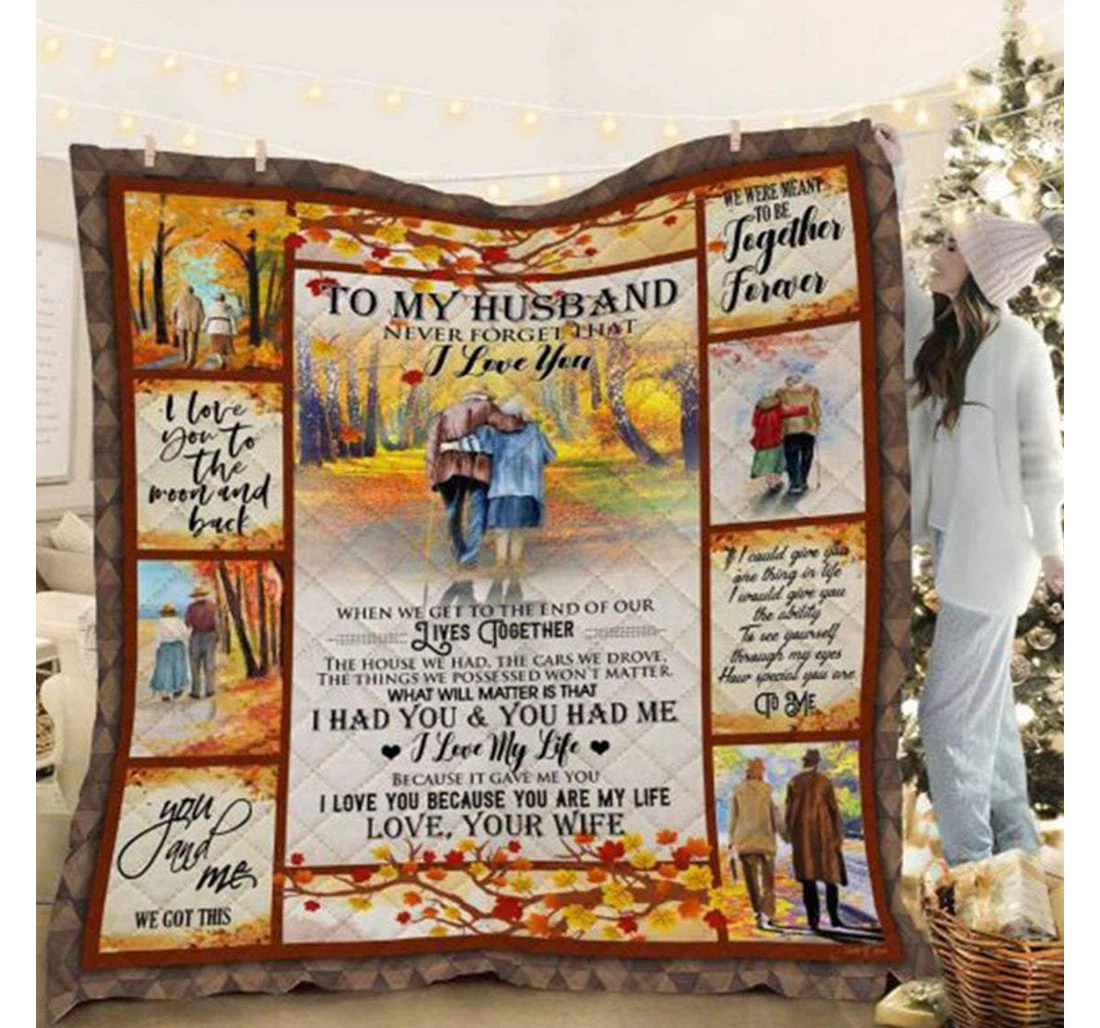 Throw Blanket, Quilt - To My Husband Family Never Forget That I Love You Sherpa Fleece