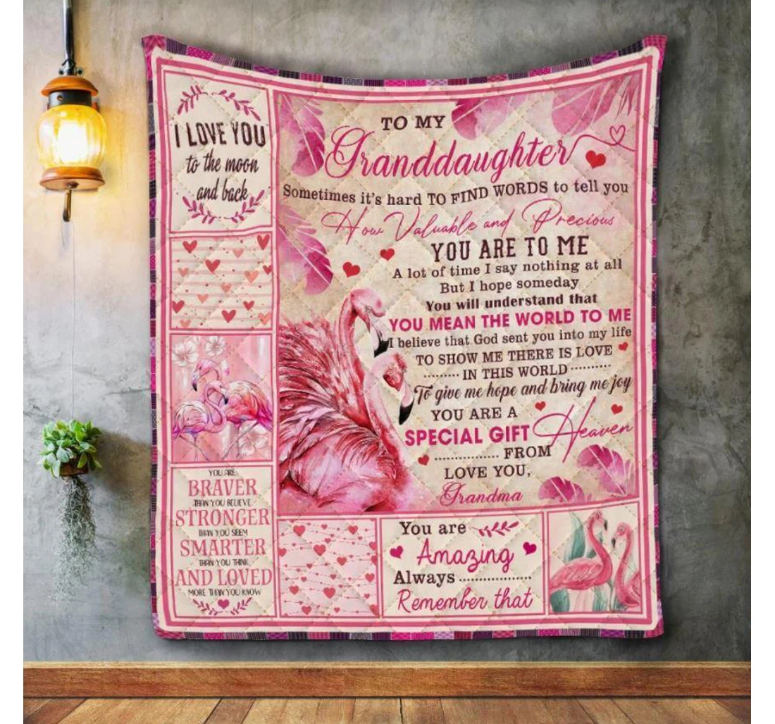 Throw Blanket, Quilt - To My Granddaughter Family To My Granddaughter Sometimes It's Hard To Find Sherpa Fleece
