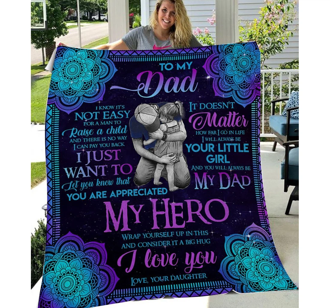 Throw Blanket, Quilt - Family My Hero My Dad Sherpa Fleece