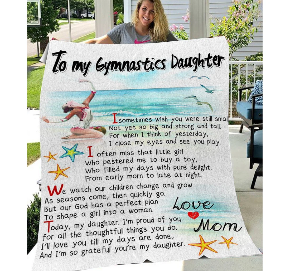 Throw Blanket, Quilt - Personalized To My Daughter Family My Gymnastic Girl Sherpa Fleece