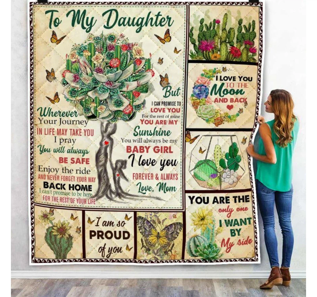 Throw Blanket, Quilt - Family To My Daughter You Are The Only One I Want By My Side Sherpa Fleece