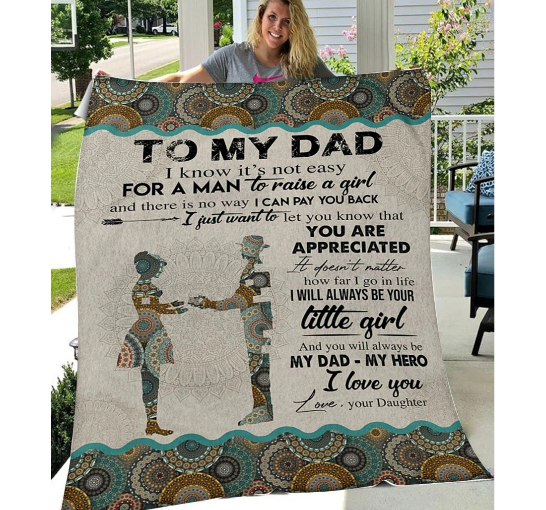 Throw Blanket, Quilt - Family To My Dad The Hero Of My Life Sherpa Fleece