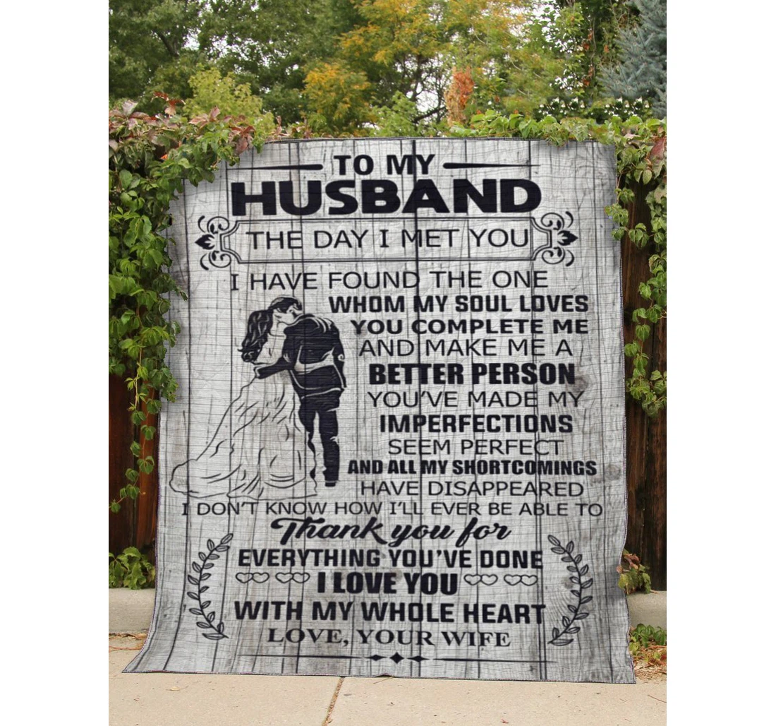 Throw Blanket, Quilt - Family To My Husband The Day I Met You Sherpa Fleece