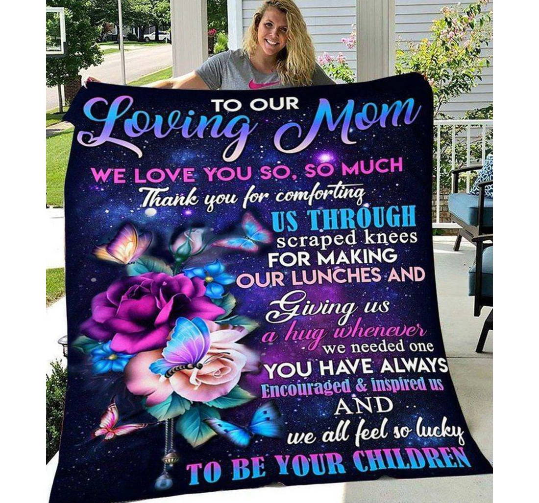 Throw Blanket, Quilt - To My Mom Family Roses We Love You So So Much Sherpa Fleece