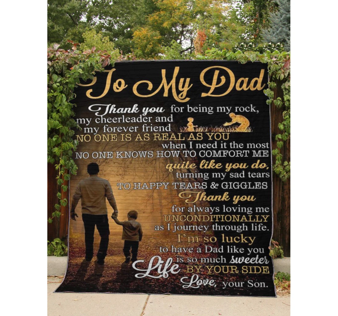 Throw Blanket, Quilt - Family To My Dad Thank You Being My Rock Sherpa Fleece