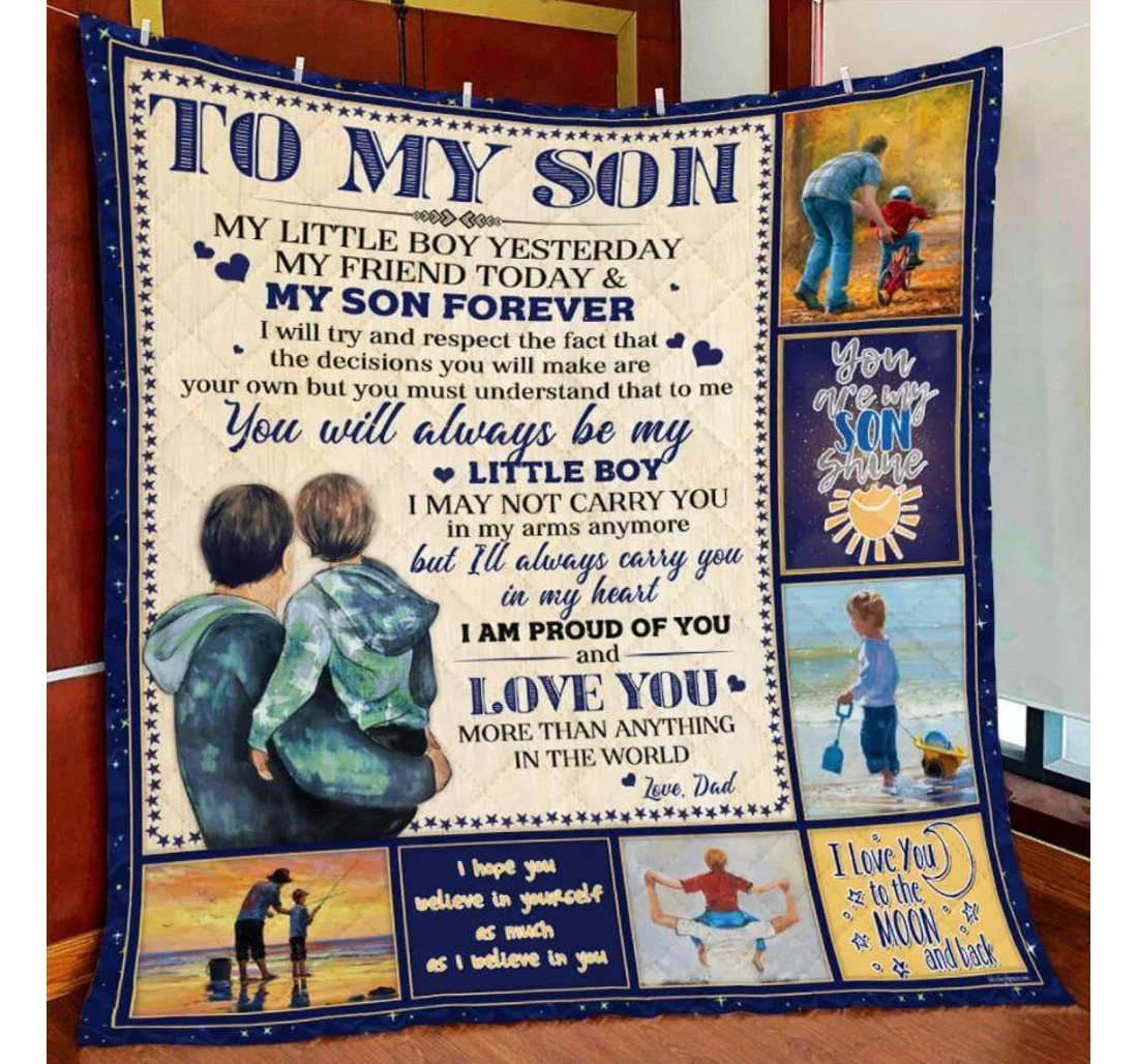 Throw Blanket, Quilt - To My Son Family My Little Boy Yesterday My Friend To Day And My Son Forever Sherpa Fleece