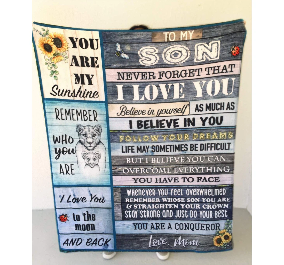 Throw Blanket, Quilt - To My Son Family Lion To My Son You Are My Sunshine Sherpa Fleece