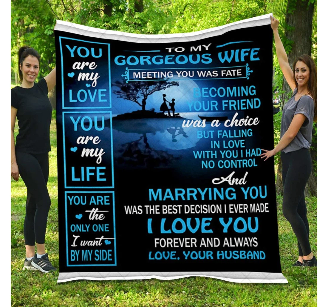 Throw Blanket, Quilt - To My Wife Family You Are The Only Love I Want By My Side Sherpa Fleece