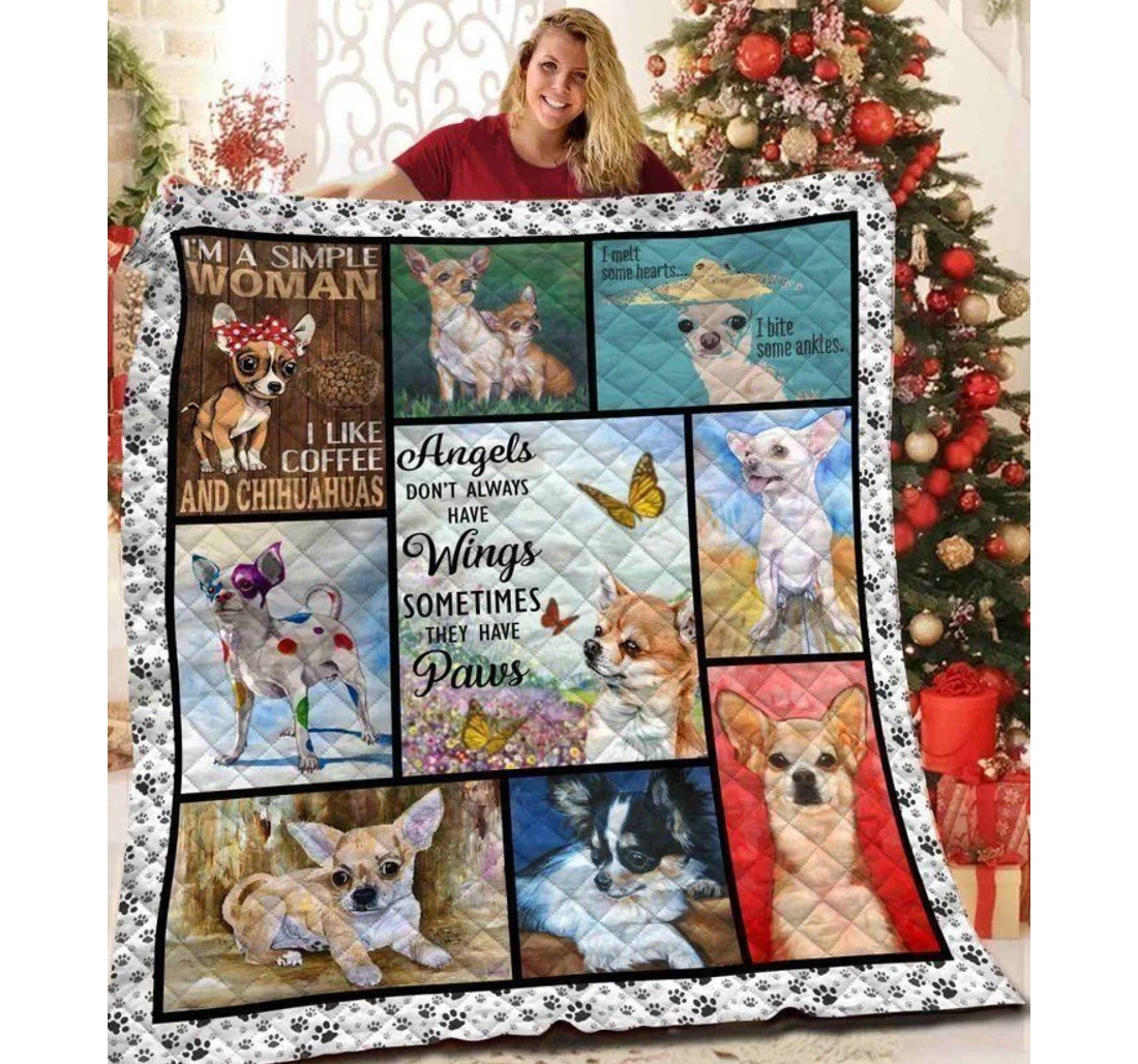 Throw Blanket, Quilt - Chihuahua I'm A Simple Woman Sherpa Fleece