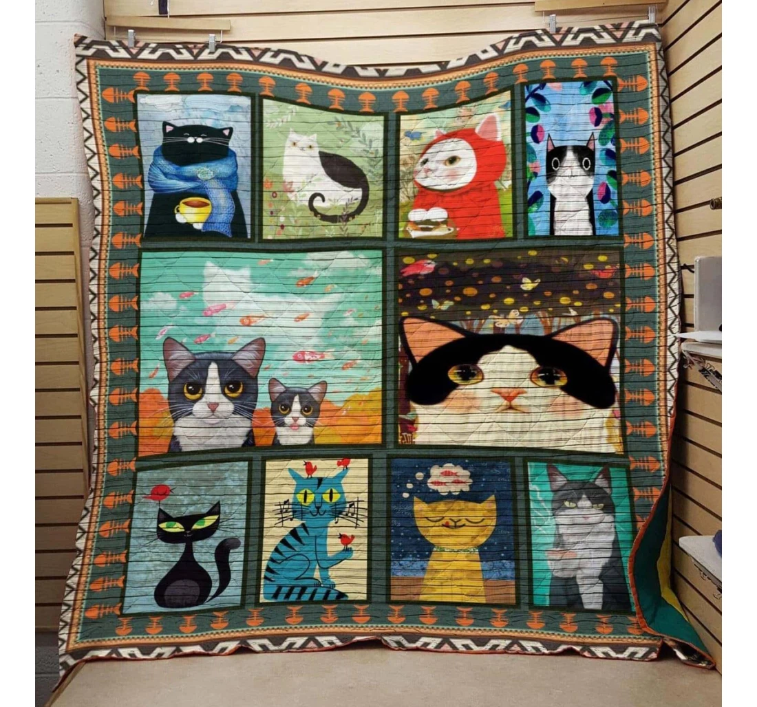 Throw Blanket, Quilt - Cat Lovely Moments Cat Sherpa Fleece