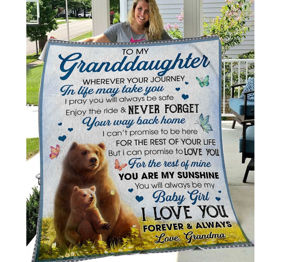 Throw Blanket, Quilt - Personalized To My Granddaughter Bear I Pray You Sherpa Fleece