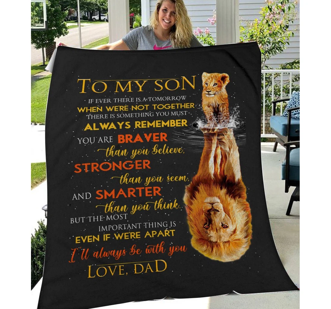 Throw Blanket, Quilt - Personalized To My Son Lion You Are Stronger Than You Seem Sherpa Fleece