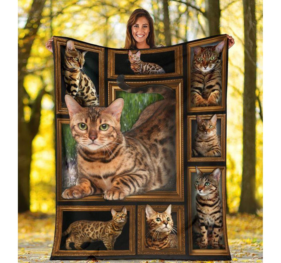 Throw Blanket, Quilt - Cat Lovely Bengal Cats Sherpa Fleece