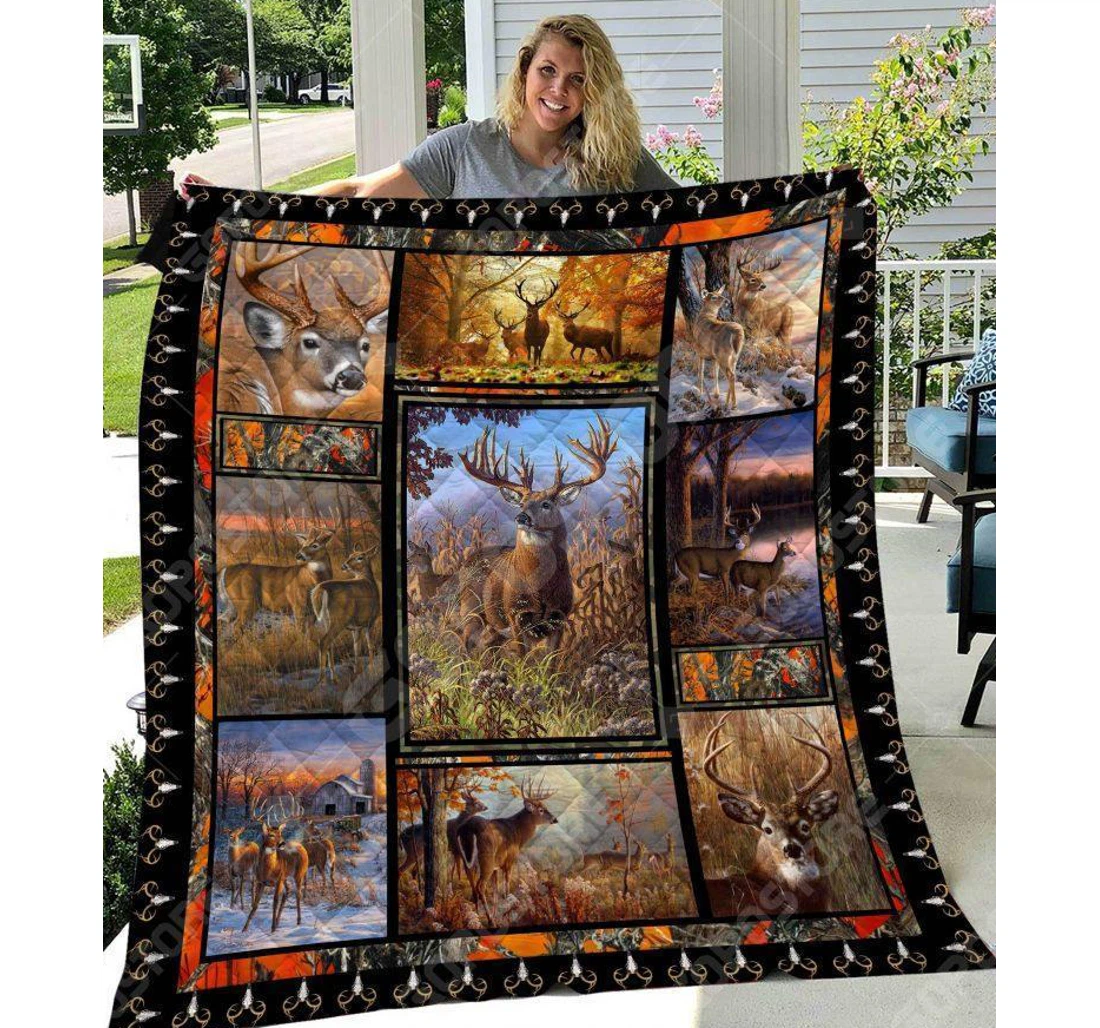 Throw Blanket, Quilt - Deer Hunting Beautiful Deer In My Eyes Sherpa Fleece