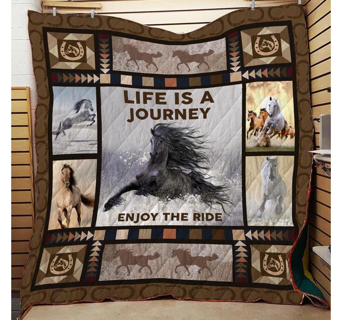 Throw Blanket, Quilt - Horse Life Is A Journey Sherpa Fleece