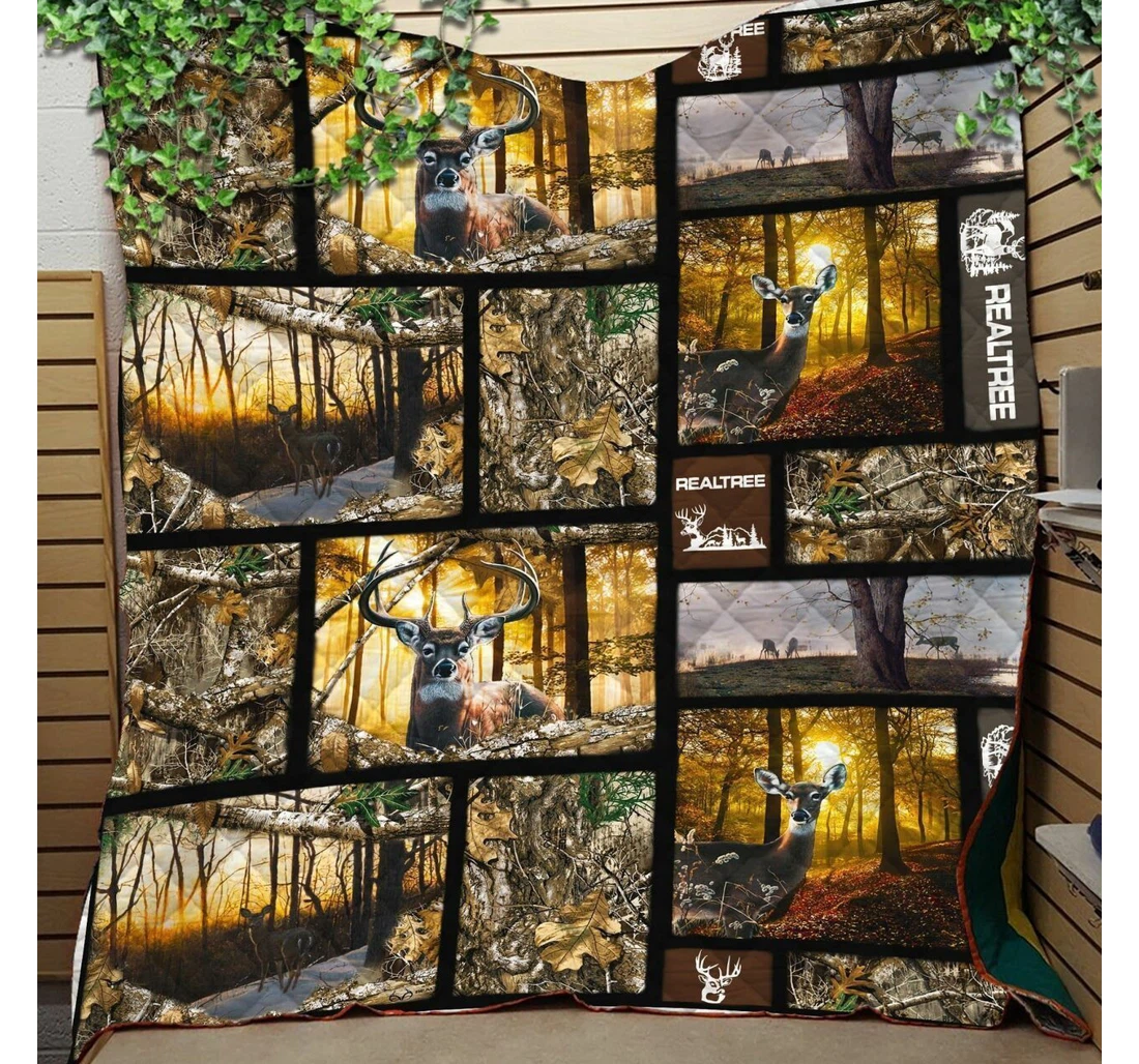 Throw Blanket, Quilt - Deer Hunting Realtree Sherpa Fleece