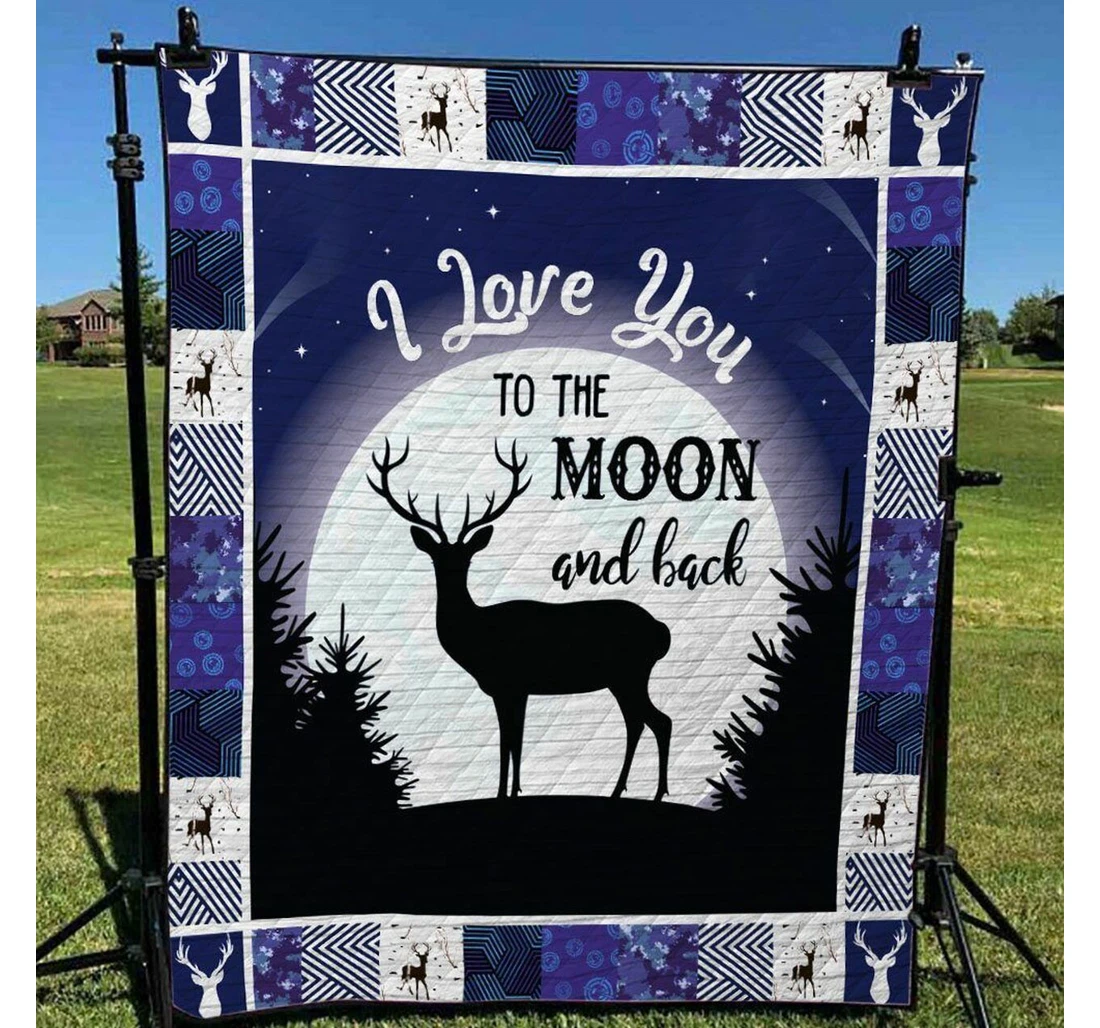 Throw Blanket, Quilt - Deer Hunting I Love You To The Moon And Back Sherpa Fleece