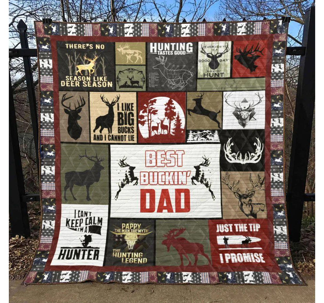 Throw Blanket, Quilt - Deer Hunting Hunting Tastes Good Sherpa Fleece