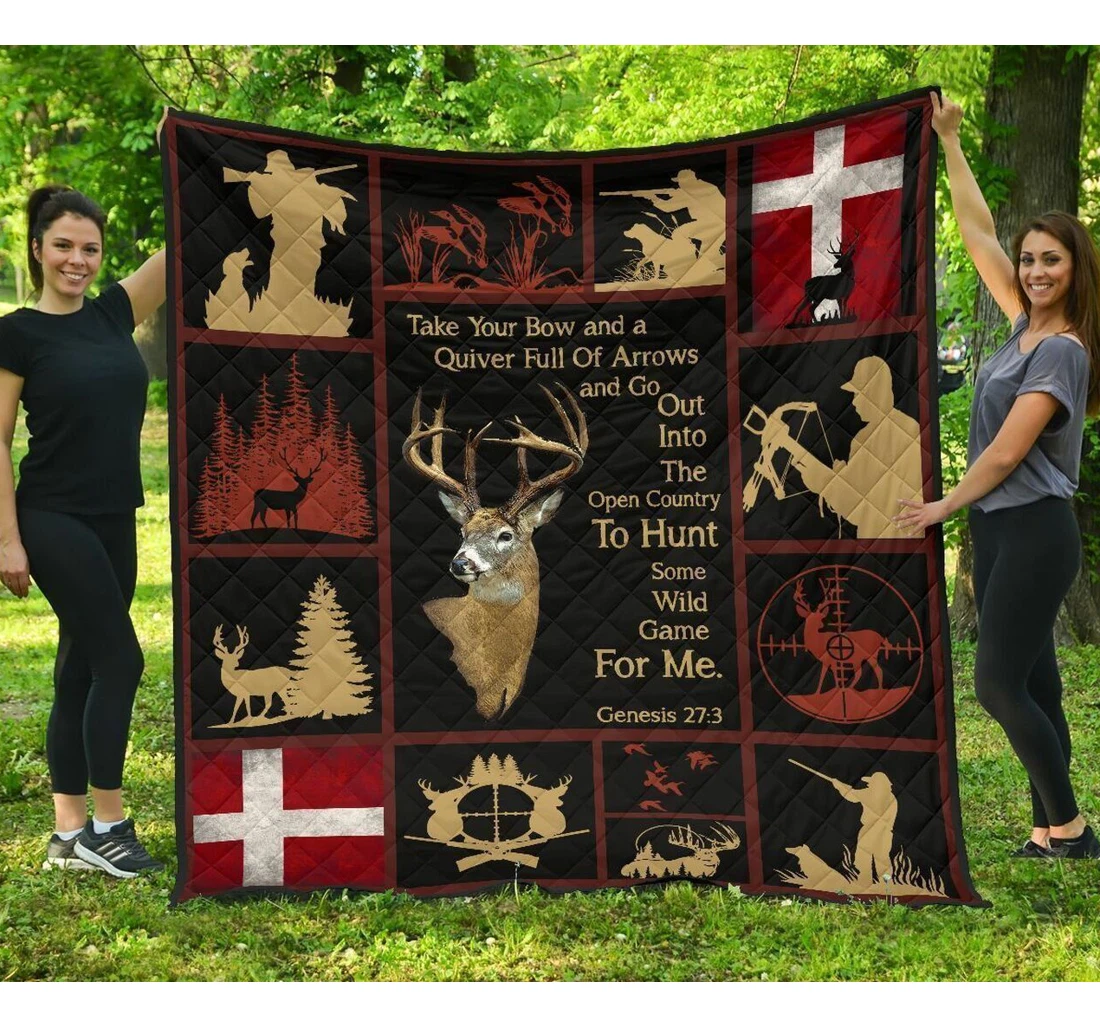 Throw Blanket, Quilt - Deer Hunting Hunting Denmark Sherpa Fleece