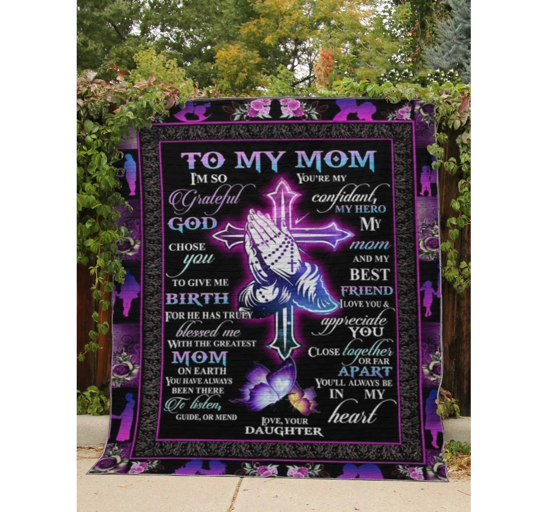 Throw Blanket, Quilt - Butterfly To My Mom God Chose You To Give Me Birth Sherpa Fleece